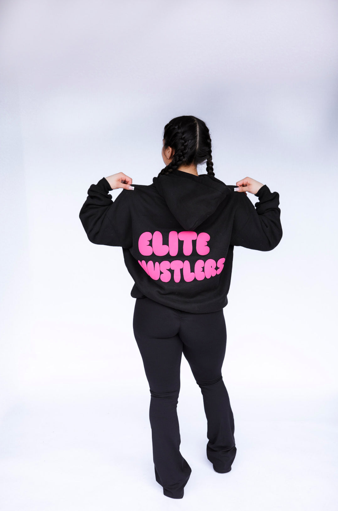 Black Puff Print Hoodie